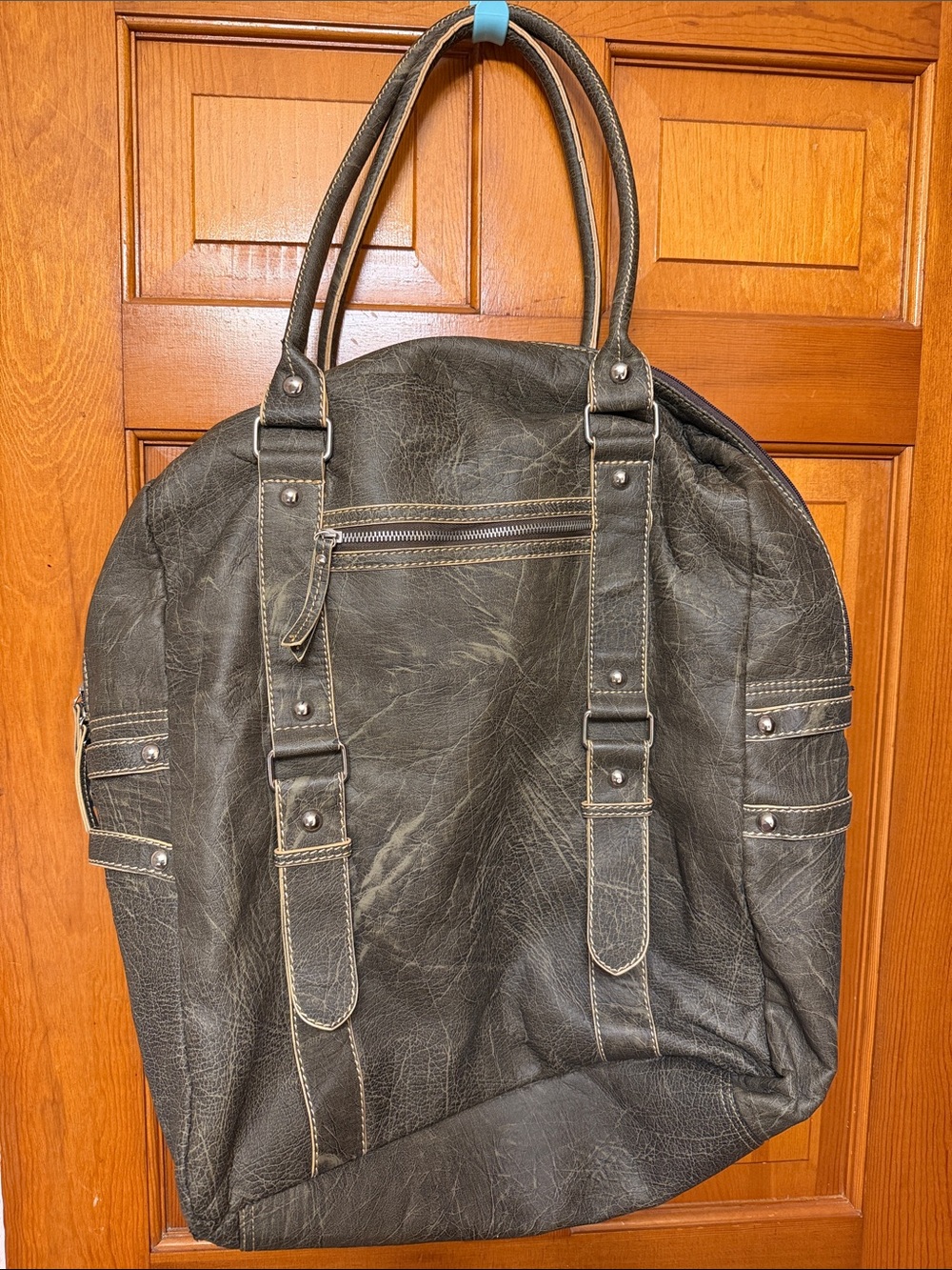 Men's Black Faux Leather Tote Bag - Classic Carryall